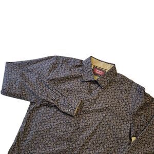 Consequence Blue Mens S Paisley Going Out Button Down Preppy Office Event Shirt